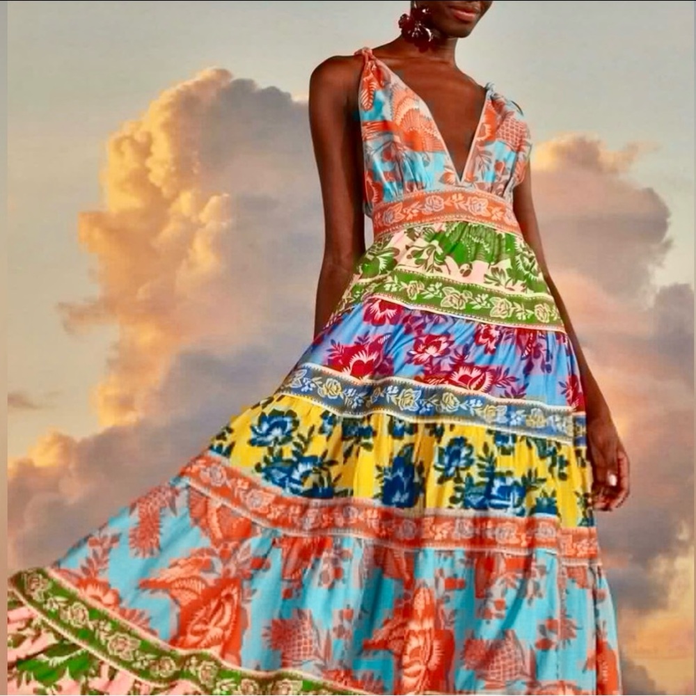 πΊπHPππΊ NWT Farm Rio Lace Garden Mix Midi Dress - Picture 4 of 16